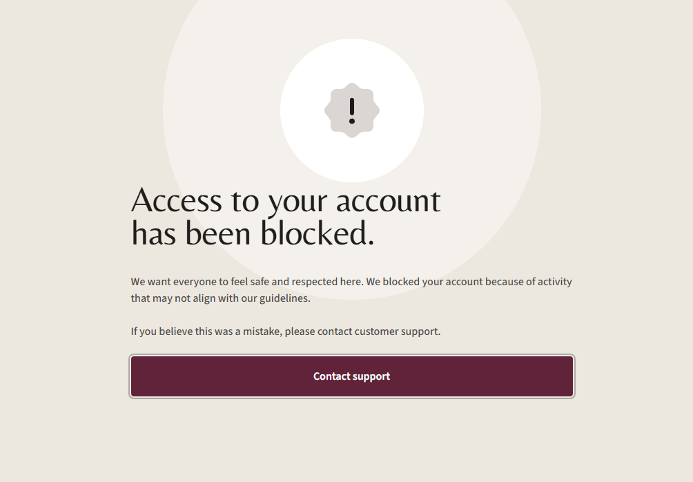 EliteSingles account blocked security screen