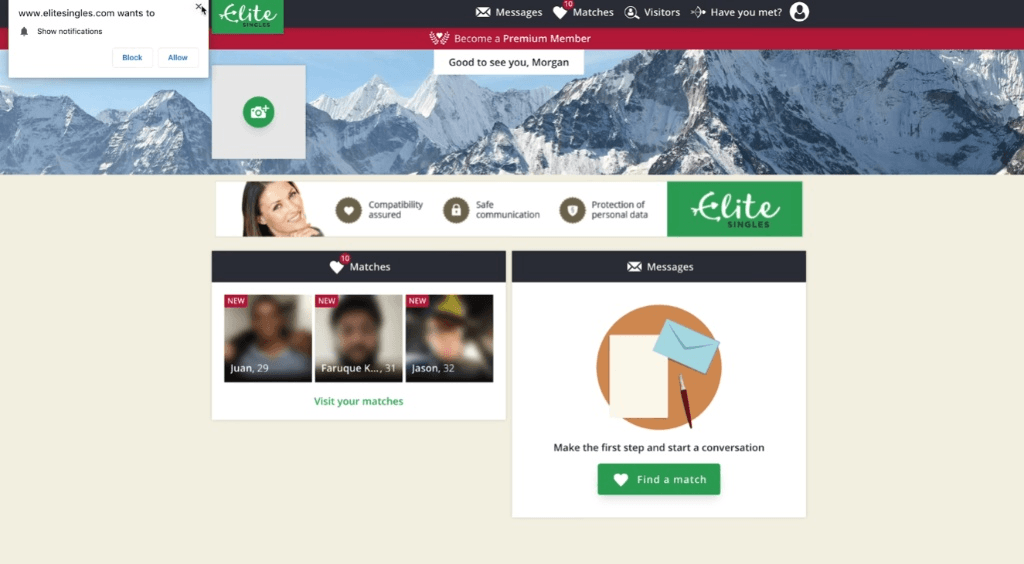 EliteSingles blurred photos for free accounts