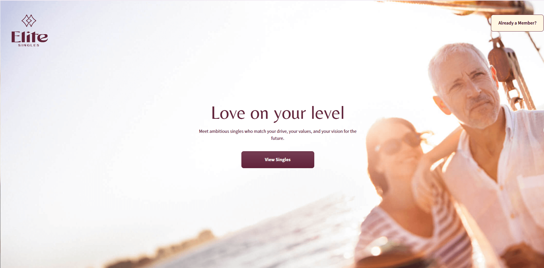 EliteSingles desktop homepage