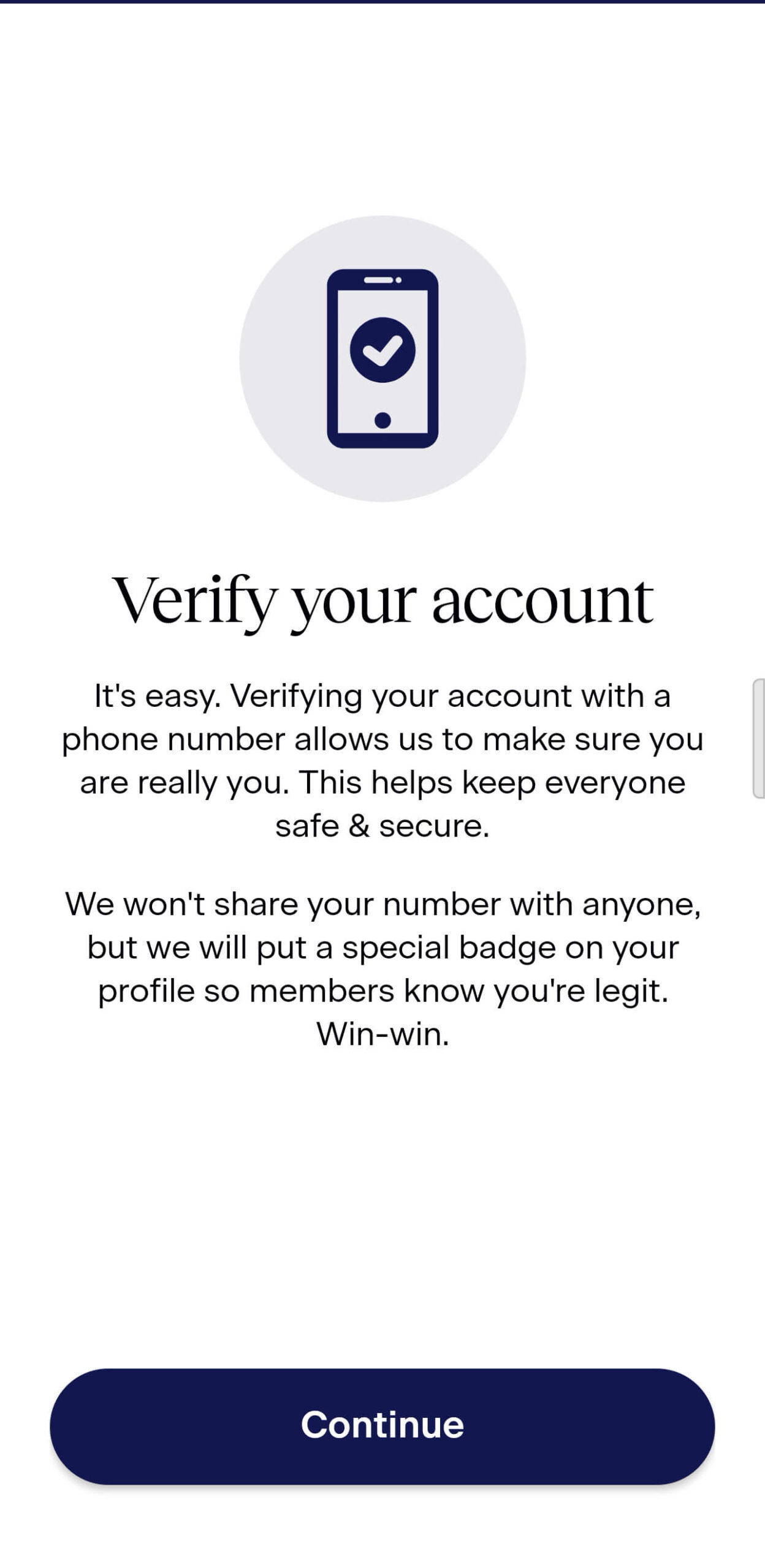 Match app phone verification required screen