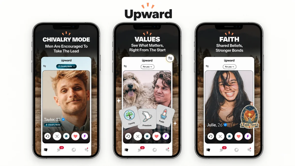 Upward mobile app swipe interface featuring scripture prompts